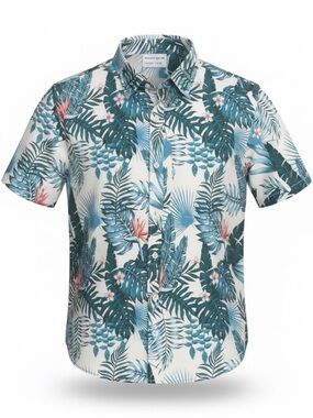 Projek Raw Men XL 360 Stretch Shirt Tropical Hawaiian Floral Button Up